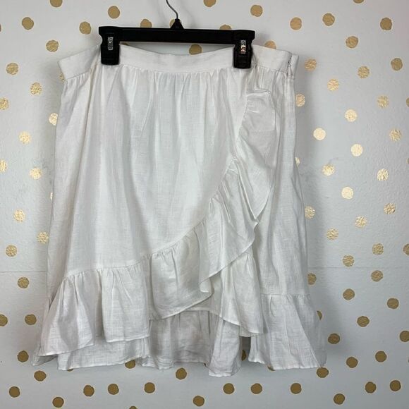J. crew ruffle linen white skirt size 12P - Picture 3 of 8